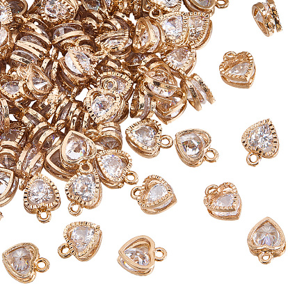 100шт. подвески из сплава в форме сердца, с кубического циркония