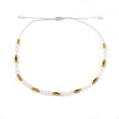 Браслет из стекла и металла, золотистых и белых бусин, регулируемые браслеты из бусин на шнурке
