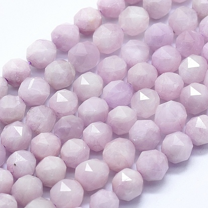 Natural Purple Kunzite Beads Strands, Faceted, Round, Star Cut Round Beads