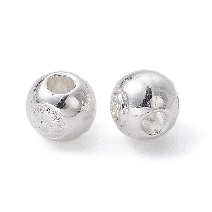 Perles d'entretoise en alliage, plaqué longue durée, forme ronde avec fleur