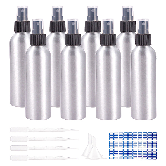 Контейнеры для косметики diy, с алюминиевым переносным распылителем, этикетке Пастер, пластиковая воронка, воронка и распылительная головка