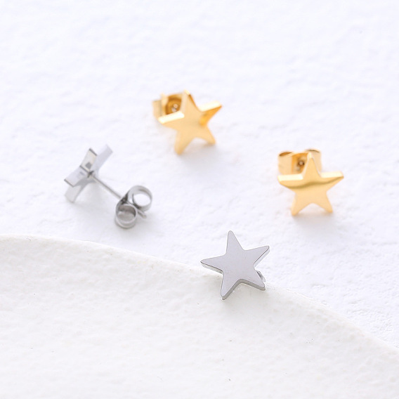 Серьги-гвоздики из нержавеющей стали в форме звезд