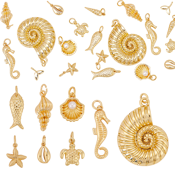 20шт. 10 стили океанский стиль латунные подвески, разнообразные