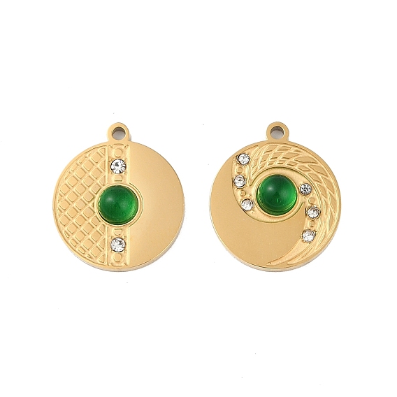 Ионное покрытие (ip) 304 подвески из нержавеющей стали, горный хрусталь и стекло, плоско-круглые