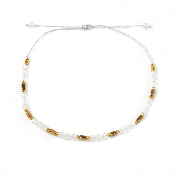 Браслет из стекла и металла, золотистых и белых бусин, регулируемые браслеты из бусин на шнурке