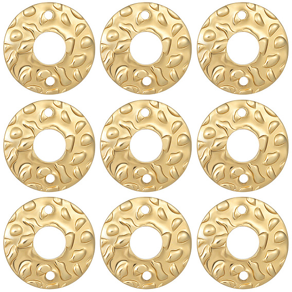 30 шт. экологически чистые латунные соединительные подвески, без кадмия и без свинца, текстурированный пончик / пи-диск