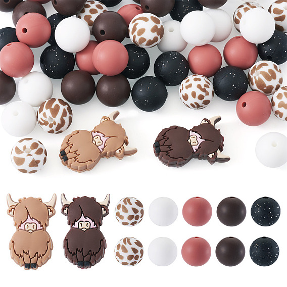 52шт. наборы силиконовых бусин с печатным рисунком