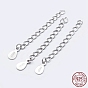 925 Sterling Silver End with Extender Chains and Teardrop Charms, with S925 Stamp