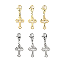 6 шт. 2 цветные крестики 304 подвесные украшения из нержавеющей стали, с карабин-лобстерами 