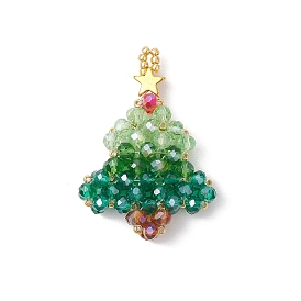 Подвески из гальванопластического стекла, Рождественская елка со звездой, с бисером, граненые