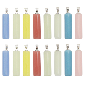 16шт 8цвета синтетические светящиеся камни подвески, светится в темноте, колонка прелести, с защелкой из платинового сплава на дужке, окрашенные