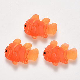 Translucent Frosted Resin Cabochons, Fish
