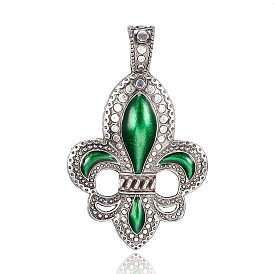 Антикварная посеребренные эмали сплава цветок Флер де Лис подвески, 73x45x4 мм, отверстие : 6x9 мм