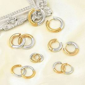 201 Stainless Steel Two Tone Hoop Earrings, with 304 Stainless Steel Pins