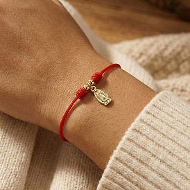 304 Браслеты из нержавеющей стали с подвесками в виде Девы Марии, Браслеты из полиэстерного шнура, плетеные для женщин, золотые