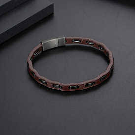 Шнур кожаный браслеты для мужчин, с 304 хлопков из нержавеющей стали