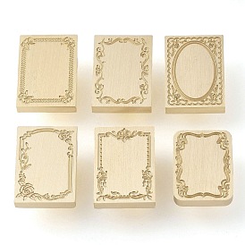 Rectangle Flower Frame Brass Stamp Heads, for Wax Seal Stamp, Wedding Invitations Making