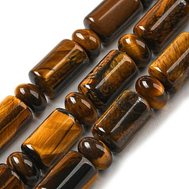 Natural Tiger Eye Beads Strands, with Rondelle Beads, Column