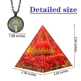 Crystal Pyramid Ornaments Blessing Pyramid with Lamp Holder Angel Crystal Pyramid Stone for Home Office Decoration Gift Collection