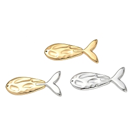 304 de acero inoxidable colgantes grandes, amuletos de peces martillados