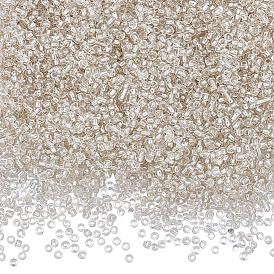 100g de perles de rocaille en verre, trou rond argenté, rond petites perles