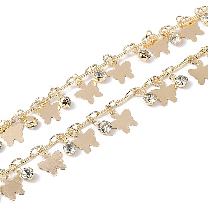 Цепочки ручной работы из латуни и страз, для ожерелья браслеты решений, долговечный, пайки, с катушкой, бабочка