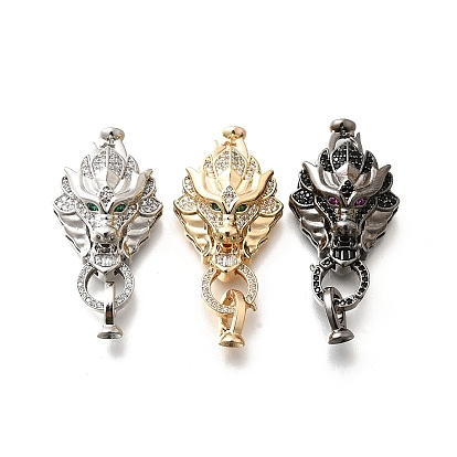 Латунные микро проложить кубического циркония раз за застежками, без кадмия, без никеля и без свинца, дракон