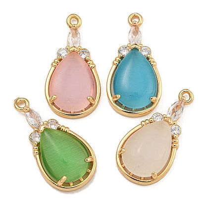 Стойка металлическая латунная микропрофилированная кубическая циркония подвески, с кошачий глаз, долговечный, золотые, слеза