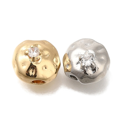 Латунные микро проложить кубического циркония бусы, круглые