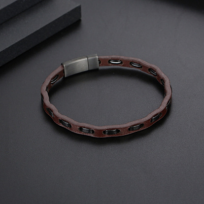 Шнур кожаный браслеты для мужчин, с 304 хлопков из нержавеющей стали