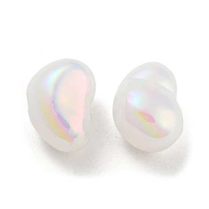 ABS Plastic Imitation Pearl Bead, Iridescence, Nuggets