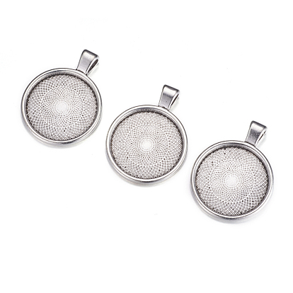 Metal Alloy Pendant Cabochon Settings, Cadmium Free & Lead Free, Plain Edge Bezel Cups, DIY Findings for Jewelry Making