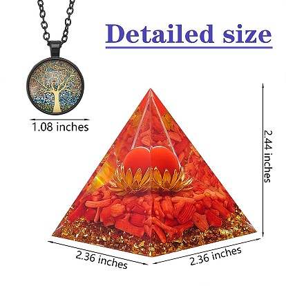 Crystal Pyramid Ornaments Blessing Pyramid with Lamp Holder Angel Crystal Pyramid Stone for Home Office Decoration Gift Collection