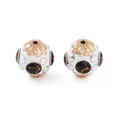 Индонезийские бусины ручной работы, со сплавом, смола и стекло, круглые, золотые