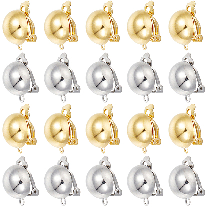 32шт. 2 цвета полукруглые латунные клипсы фурнитура, с петлями, для не проколотых ушей