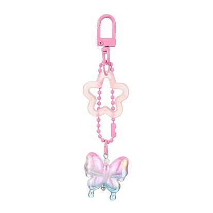 Décorations pendentifs en acrylique papillon et étoile, avec fermoirs à mousquetons pivotants en alliage, pour les décorations de sacs
