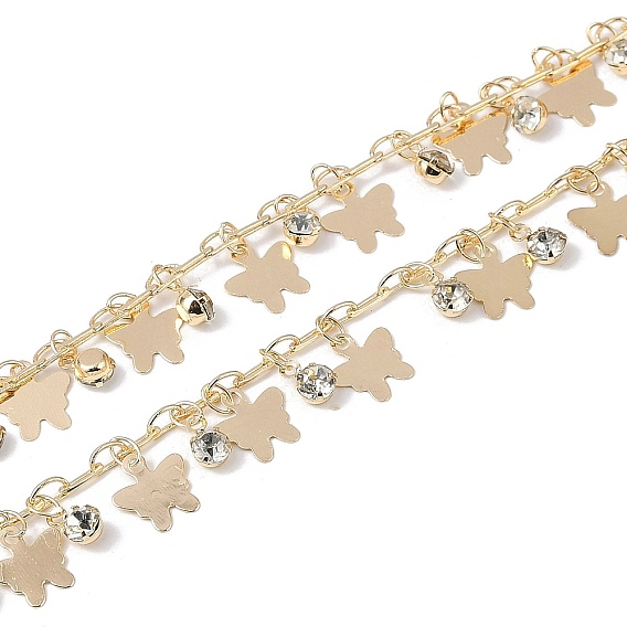 Цепочки ручной работы из латуни и страз, для ожерелья браслеты решений, долговечный, пайки, с катушкой, бабочка