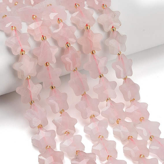 Природного розового кварца нитей бисера, звезда, граненые, с бисером