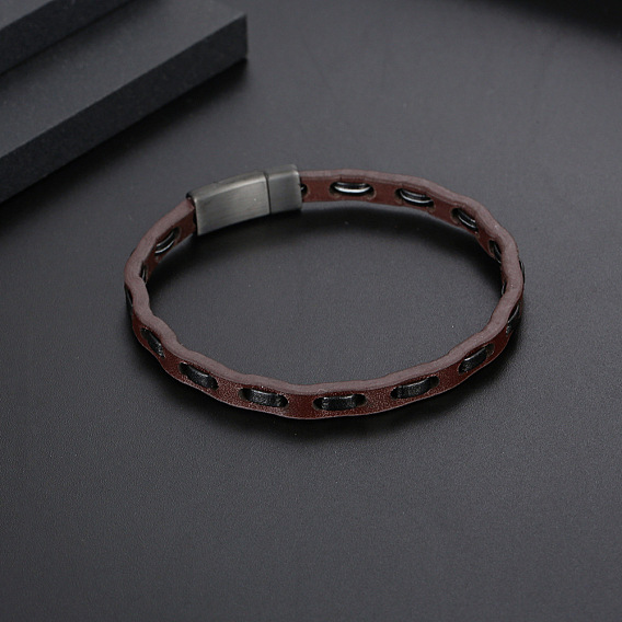 Шнур кожаный браслеты для мужчин, с 304 хлопков из нержавеющей стали