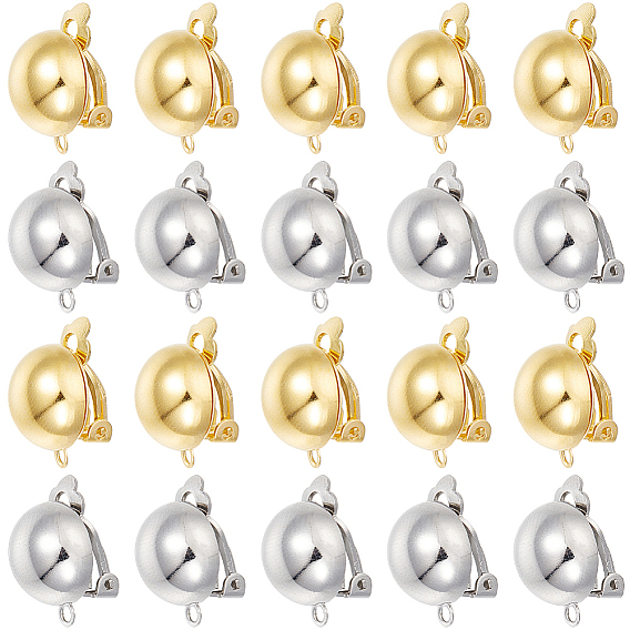 32шт. 2 цвета полукруглые латунные клипсы фурнитура, с петлями, для не проколотых ушей