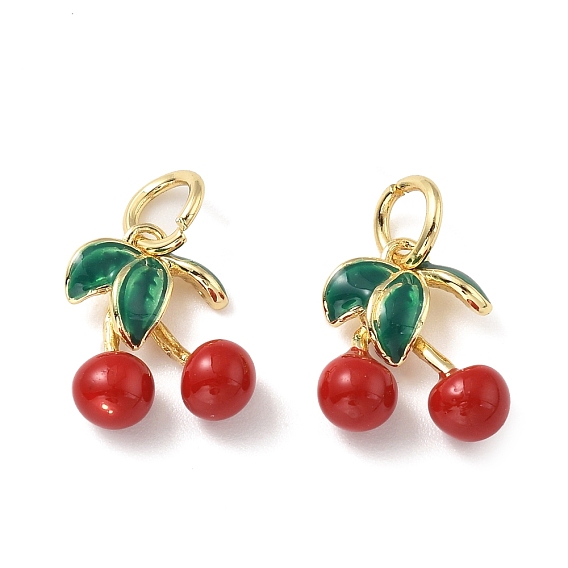 Латунь эмаль прелести, с целью перехода в кольце, вишневое очарование, реальный 18 k позолоченный