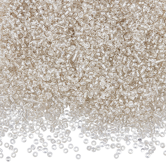 100g de perles de rocaille en verre, trou rond argenté, rond petites perles