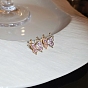 Rhinestone Butterfly Stud Earrings, Golden 925 Sterling Silver Jewelry for Women