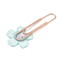 Polyester Embroidered Flower Bookmarks, Rose Golden Iron Paper Clips