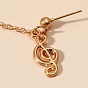 Musical Note Alloy Dangle Stud Earrings, Dangle Chains Double Piercing Earrings