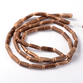 De coco natural, hilos de perlas columna, 14~19x2.5~4 mm, agujero: 1 mm, sobre 48 unidades / cadena, 29.5 pulgada