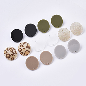 Cellulose Acetate(Resin) Stud Earring Findings, with 316 Surgical Stainless Steel Pin, Oval