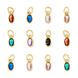 20 кулоны из латуни с микрочастицами и кубическим цирконием., овальные амулеты, с прыжковых колец, без кадмия и без свинца, долговечный, стойки покрытие, реальный 18 k позолоченный