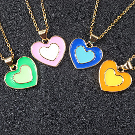 Punk Style Heart-shaped Oil Drop Pendant Necklace for Women