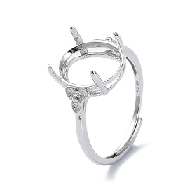 Ajustable 925 componentes del anillo de plata esterlina, con circonita, flor